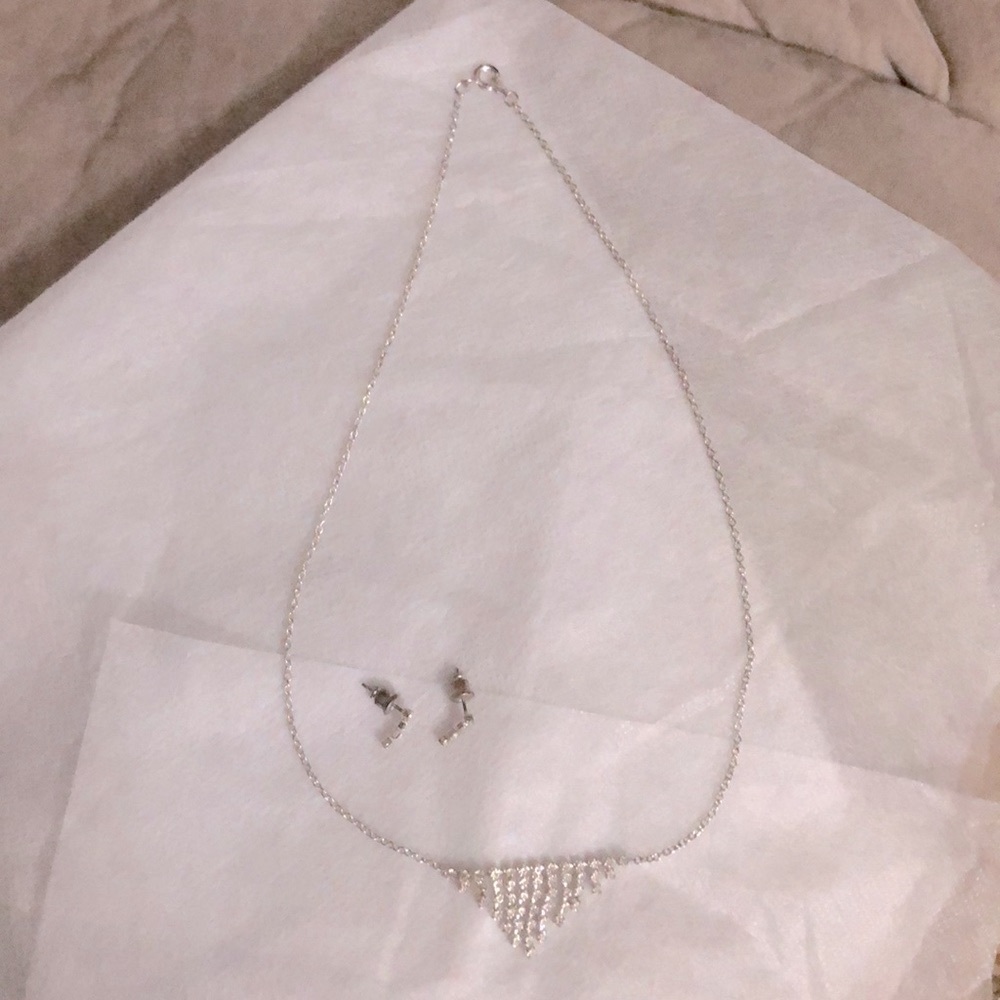 Delicate Diamond Sterling Silver Chain Necklace - image 1